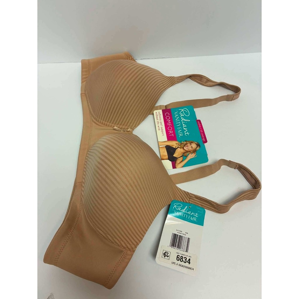Radiant Vanity Fair Wirefree Bra Womens 40B Honey Beige NEW Convertible Straps - Picture 4 of 8
